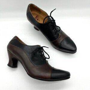 John Fluevog Wonders K2 Black & Brown Two Toned Oxford Heels Women Size 7.5